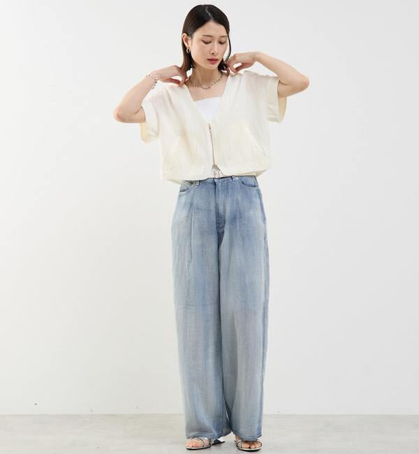 SOFFITTO「前ジップ縦プリーツショート丈ブルゾン」|ブルゾン・スタジャン|