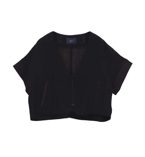 SOFFITTO「前ジップ縦プリーツショート丈ブルゾン」|ブルゾン・スタジャン|