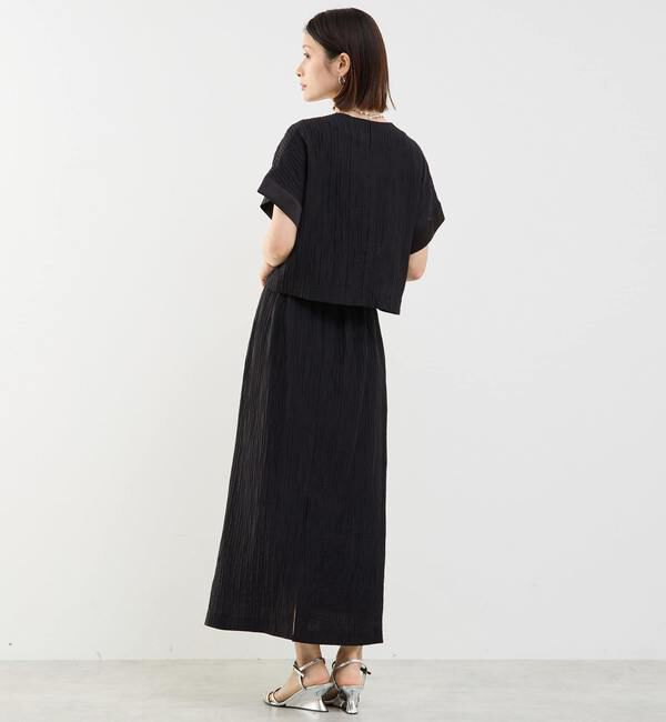 SOFFITTO「前ジップ縦プリーツショート丈ブルゾン」|ブルゾン・スタジャン|