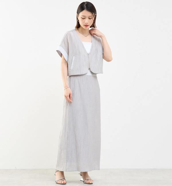 SOFFITTO「前ジップ縦プリーツショート丈ブルゾン」|ブルゾン・スタジャン|