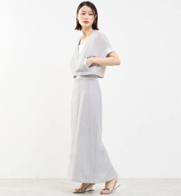 SOFFITTO「前ジップ縦プリーツショート丈ブルゾン」|ブルゾン・スタジャン|