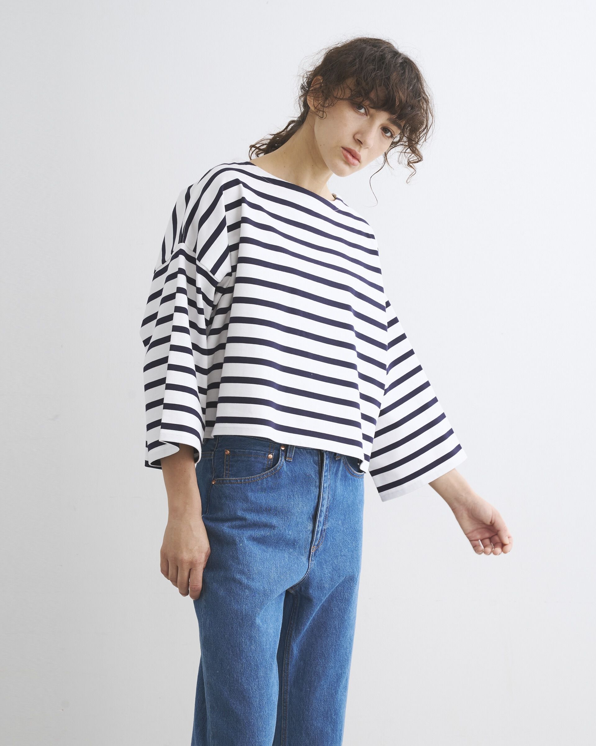 Traditional Weatherwear「LYNE WIDE SLEEVE」|Tシャツ・カットソー|ﾎﾜｲﾄ&times;ﾈｲﾋﾞｰ