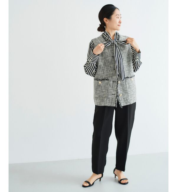 le.coeur blanc「パール付きプルオーバー&times;テーパードパンツセット」|スラックス|