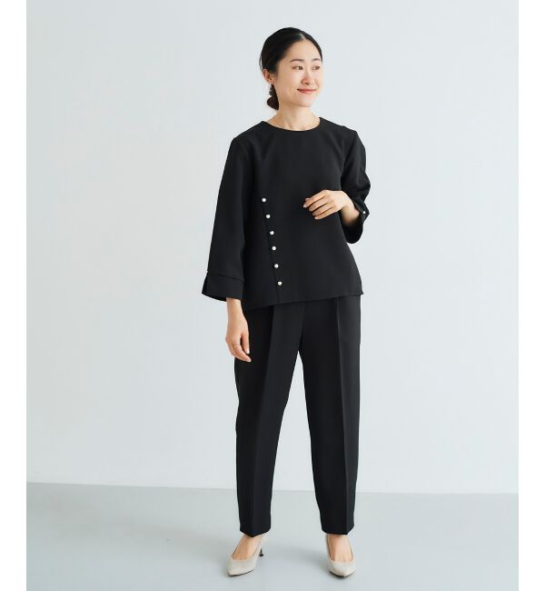 le.coeur blanc「パール付きプルオーバー&times;テーパードパンツセット」|スラックス|