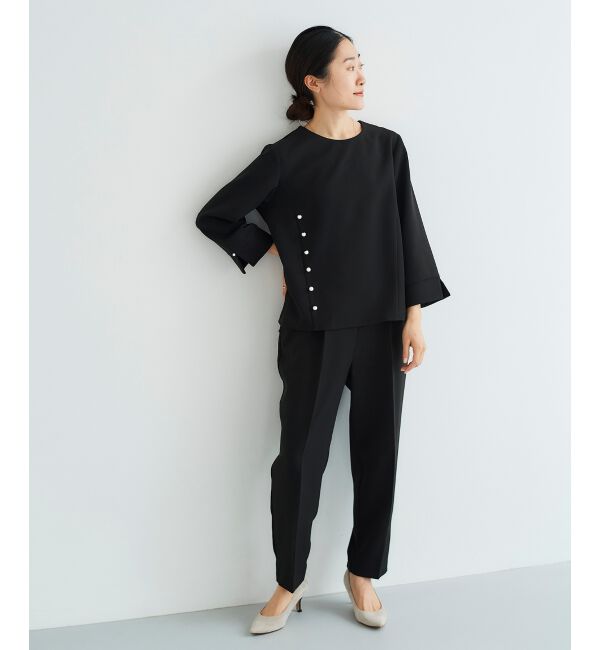 le.coeur blanc「パール付きプルオーバー&times;テーパードパンツセット」|スラックス|