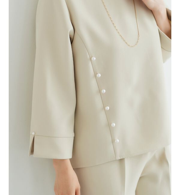 le.coeur blanc「パール付きプルオーバー&times;テーパードパンツセット」|スラックス|