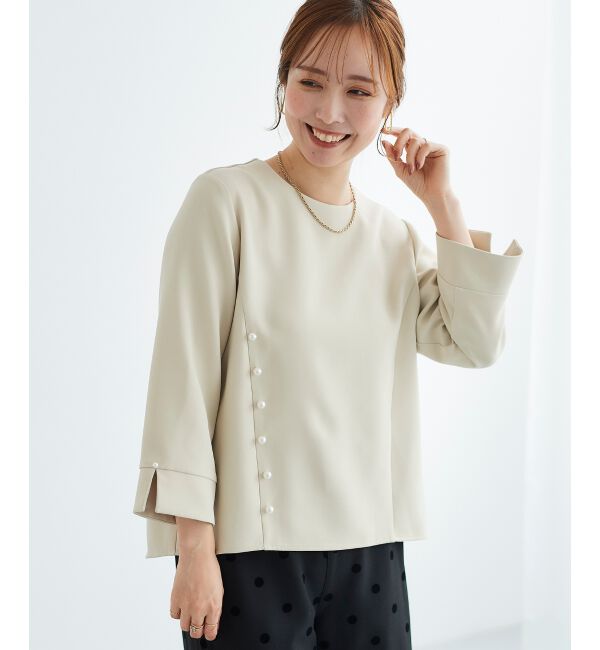 le.coeur blanc「パール付きプルオーバー&times;テーパードパンツセット」|スラックス|