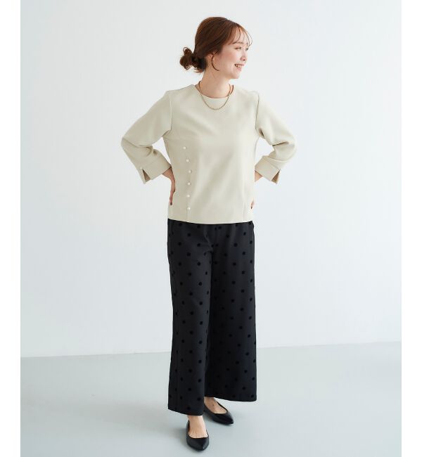 le.coeur blanc「パール付きプルオーバー&times;テーパードパンツセット」|スラックス|