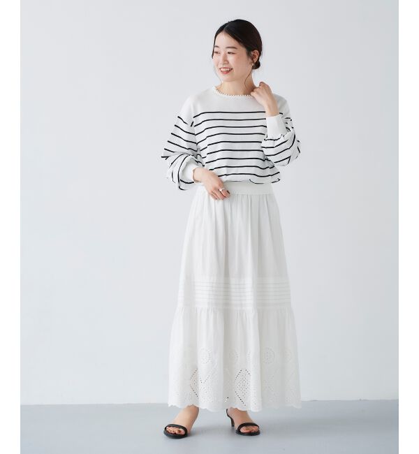 le.coeur blanc「パールネックボリュームスリーブニット」|ニット・セーター|