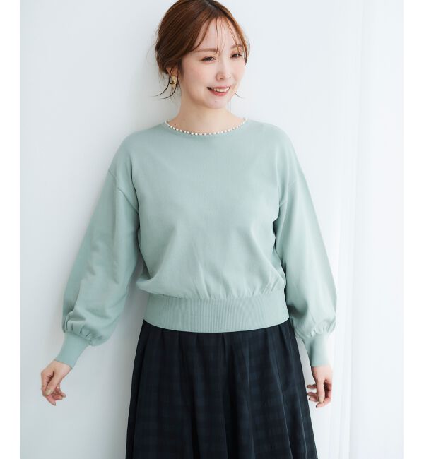 le.coeur blanc「パールネックボリュームスリーブニット」|ニット・セーター|