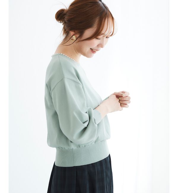 le.coeur blanc「パールネックボリュームスリーブニット」|ニット・セーター|