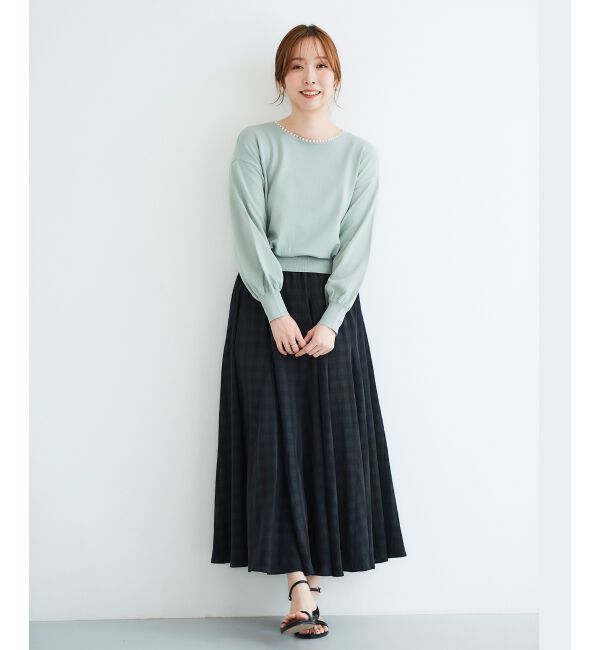 le.coeur blanc「パールネックボリュームスリーブニット」|ニット・セーター|