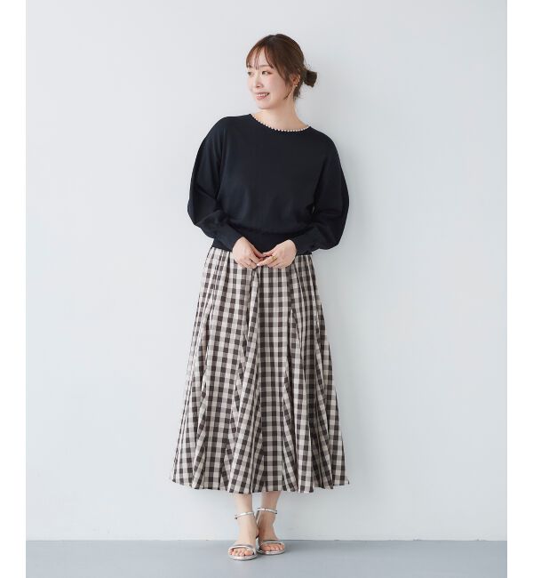 le.coeur blanc「パールネックボリュームスリーブニット」|ニット・セーター|