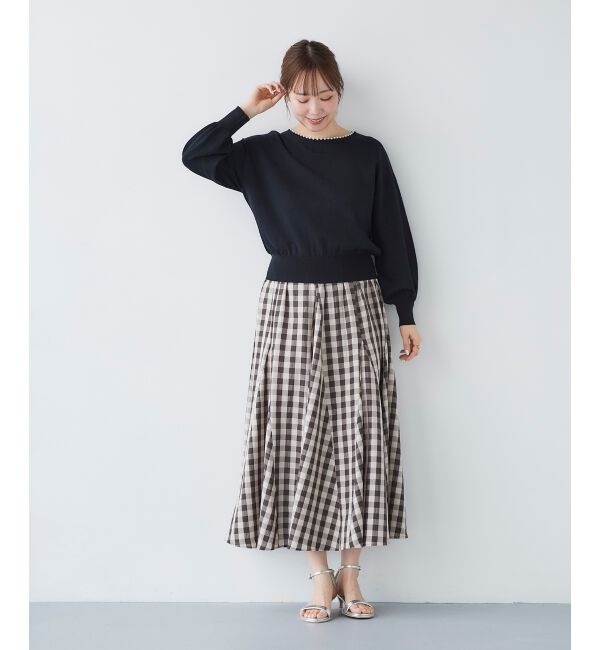 le.coeur blanc「パールネックボリュームスリーブニット」|ニット・セーター|