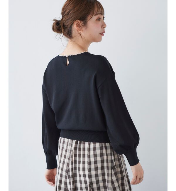 le.coeur blanc「パールネックボリュームスリーブニット」|ニット・セーター|