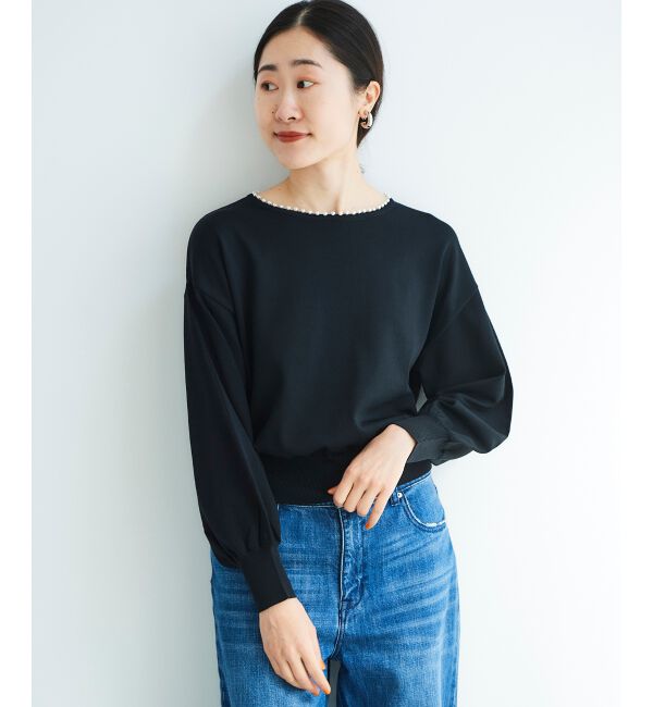 le.coeur blanc「パールネックボリュームスリーブニット」|ニット・セーター|