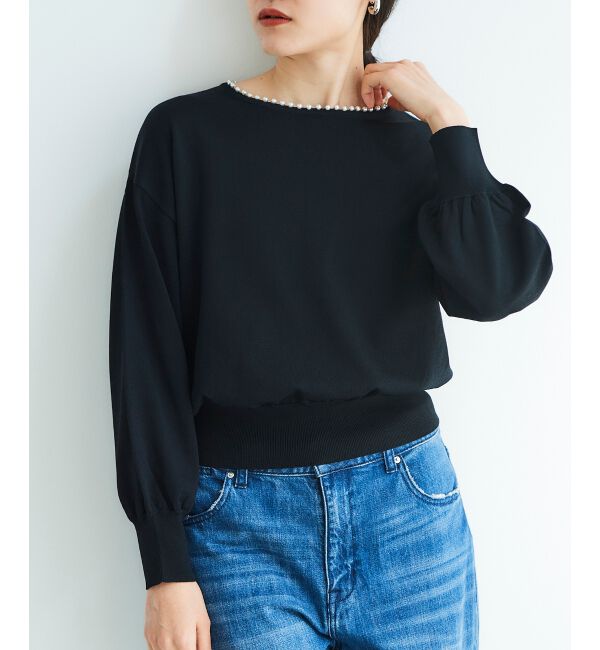 le.coeur blanc「パールネックボリュームスリーブニット」|ニット・セーター|