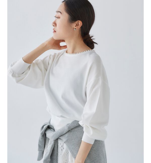 le.coeur blanc「パールネックボリュームスリーブニット」|ニット・セーター|