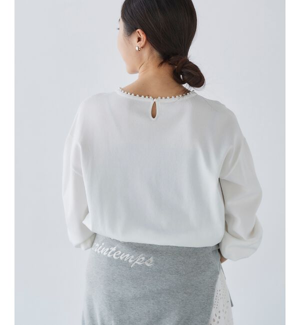 le.coeur blanc「パールネックボリュームスリーブニット」|ニット・セーター|