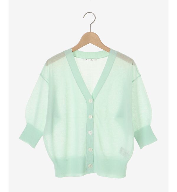 le.coeur blanc「《手洗い可能》シアーVネック7分袖カーディガン」|カーディガン|