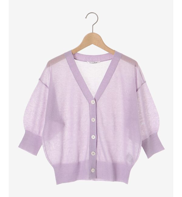 le.coeur blanc「《手洗い可能》シアーVネック7分袖カーディガン」|カーディガン|