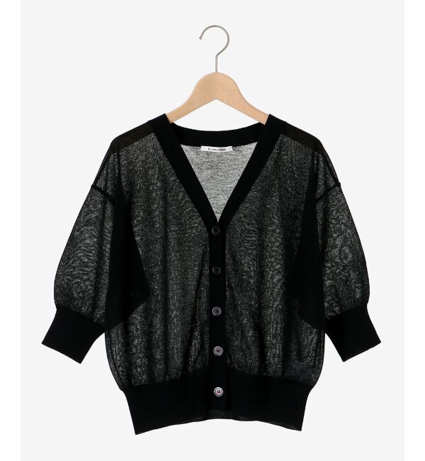 le.coeur blanc「《手洗い可能》シアーVネック7分袖カーディガン」|カーディガン|