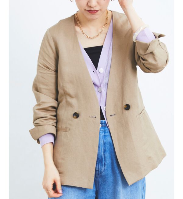 le.coeur blanc「《手洗い可能》シアーVネック7分袖カーディガン」|カーディガン|