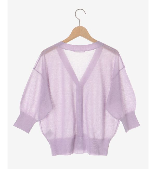 le.coeur blanc「《手洗い可能》シアーVネック7分袖カーディガン」|カーディガン|