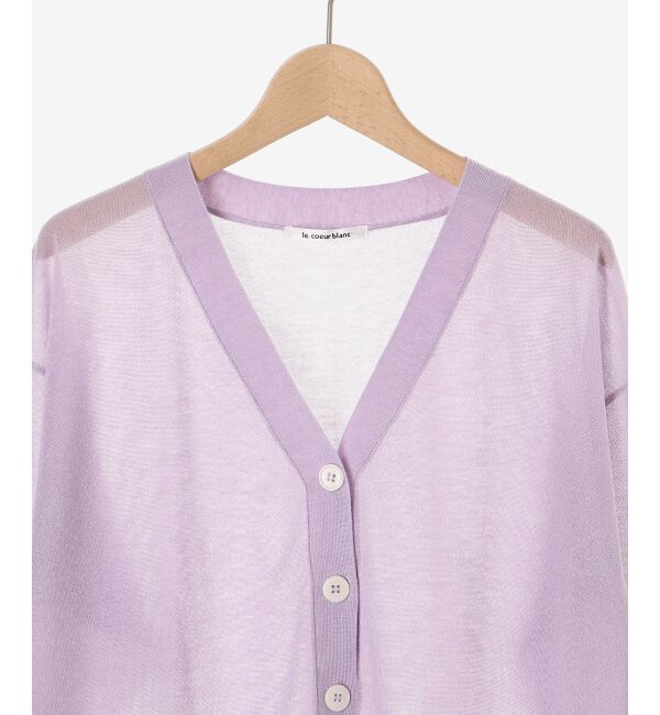 le.coeur blanc「《手洗い可能》シアーVネック7分袖カーディガン」|カーディガン|