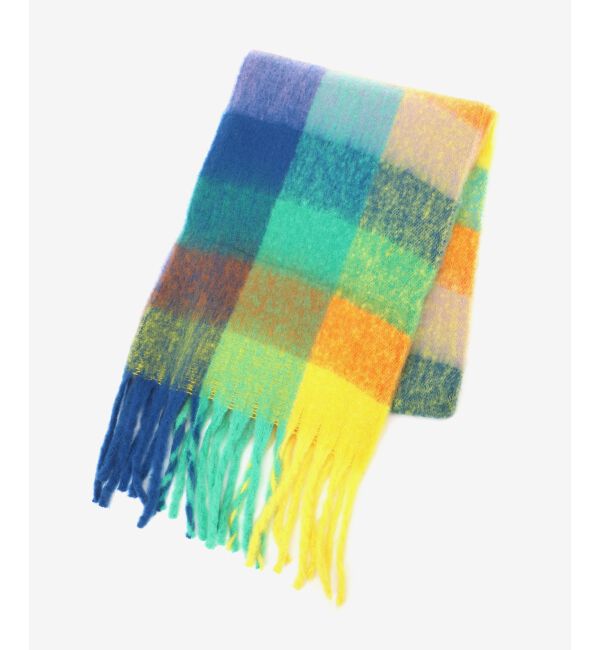 le.coeur blanc「《WEB限定アイテム》ブロックチェックビッグフリンジストール」|ストール|