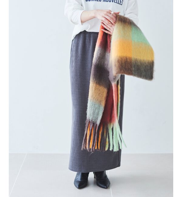 le.coeur blanc「《WEB限定アイテム》ブロックチェックビッグフリンジストール」|ストール|