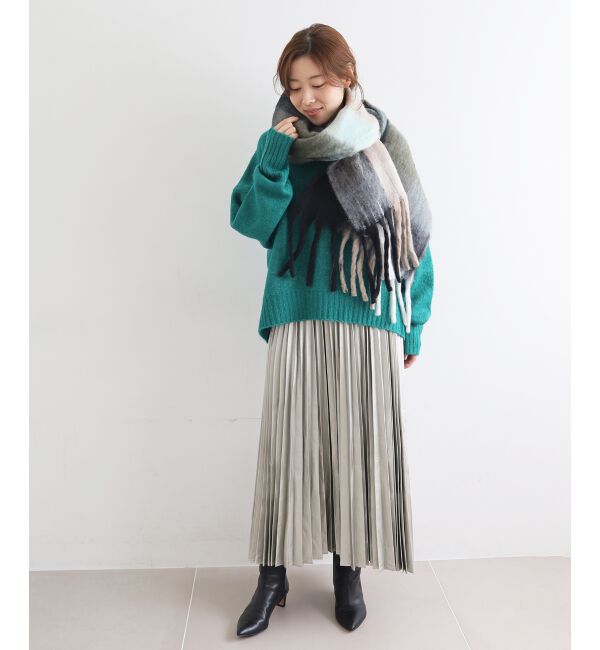 le.coeur blanc「《WEB限定アイテム》ブロックチェックビッグフリンジストール」|ストール|