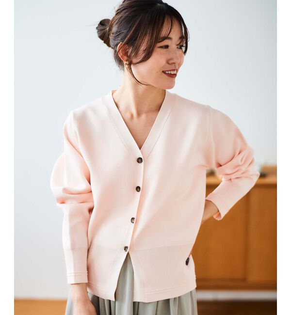 le.coeur blanc「《手洗い可能》スムースニットVネックカーディガン」|カーディガン|