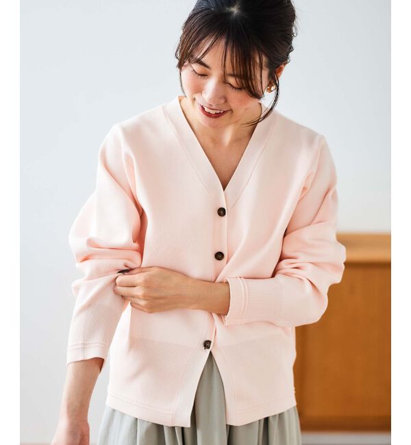 le.coeur blanc「《手洗い可能》スムースニットVネックカーディガン」|カーディガン|