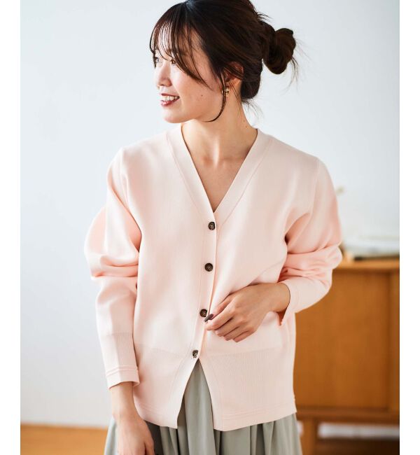 le.coeur blanc「《手洗い可能》スムースニットVネックカーディガン」|カーディガン|