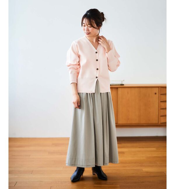 le.coeur blanc「《手洗い可能》スムースニットVネックカーディガン」|カーディガン|