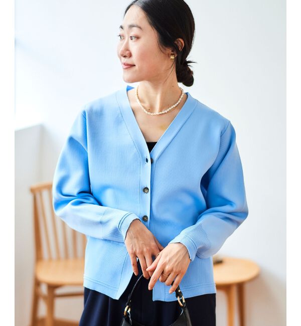 le.coeur blanc「《手洗い可能》スムースニットVネックカーディガン」|カーディガン|