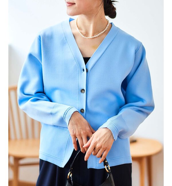 le.coeur blanc「《手洗い可能》スムースニットVネックカーディガン」|カーディガン|