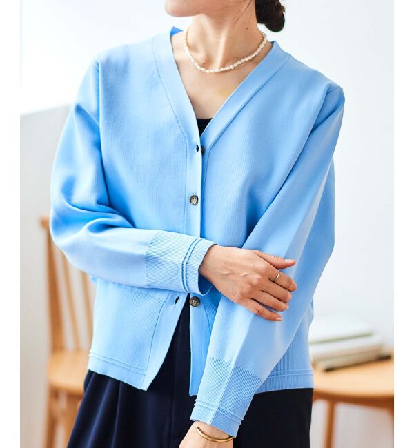 le.coeur blanc「《手洗い可能》スムースニットVネックカーディガン」|カーディガン|