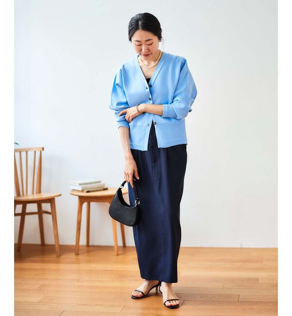 le.coeur blanc「《手洗い可能》スムースニットVネックカーディガン」|カーディガン|