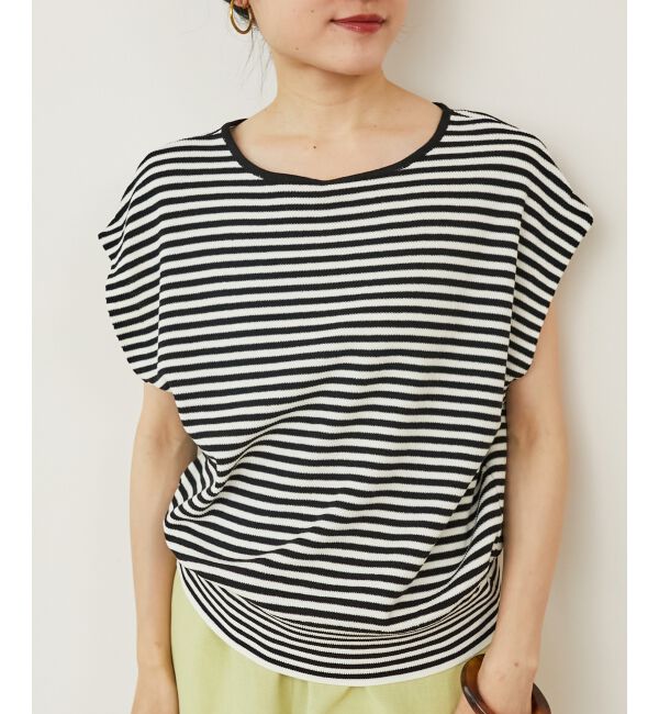  「《手洗い可能》柄編みボーダーフレンチニット」|ニット・セーター|