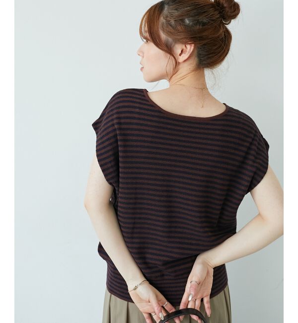  「《手洗い可能》柄編みボーダーフレンチニット」|ニット・セーター|