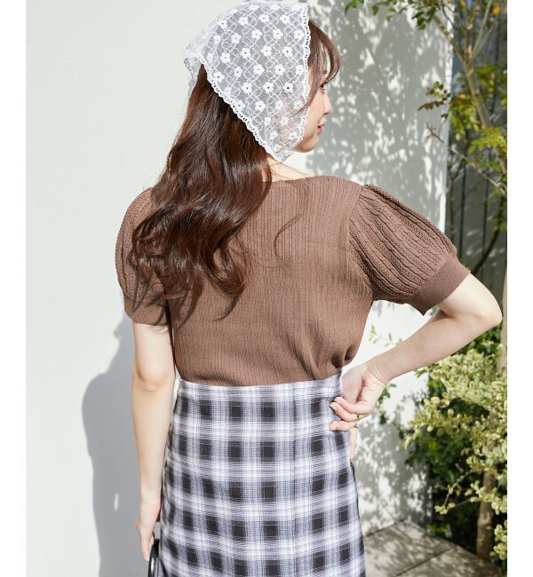  「ハーフスリーブケーブルカーディガン」|カーディガン|