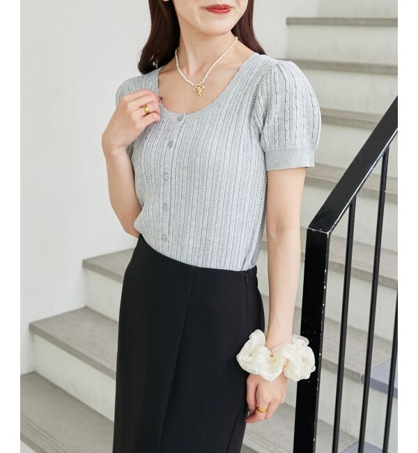  「ハーフスリーブケーブルカーディガン」|カーディガン|