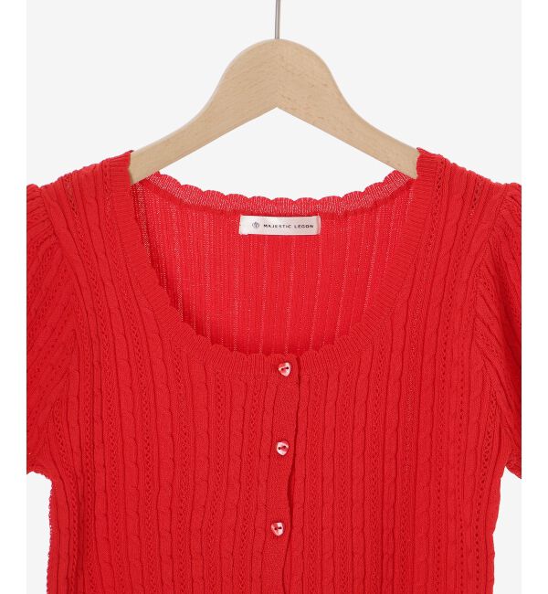  「ハーフスリーブケーブルカーディガン」|カーディガン|