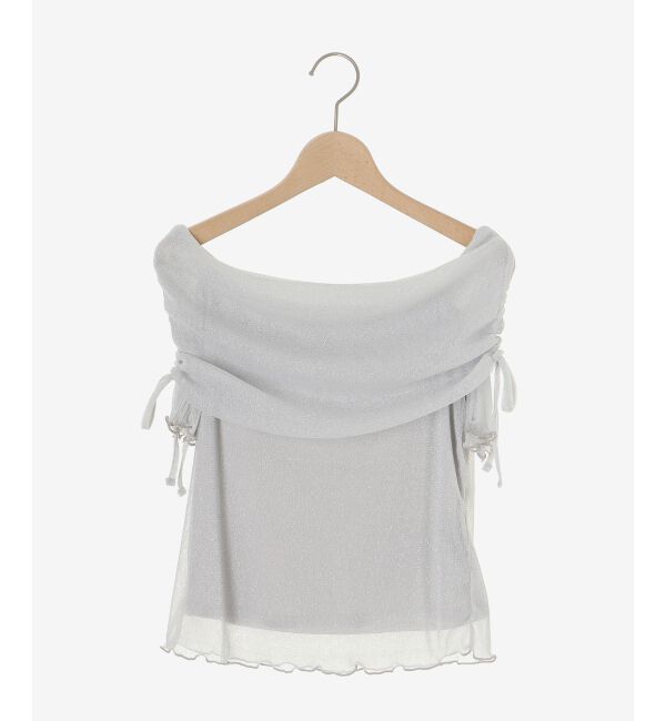  「&infin;ラメチュールオフショル半袖トップス」|Tシャツ・カットソー|