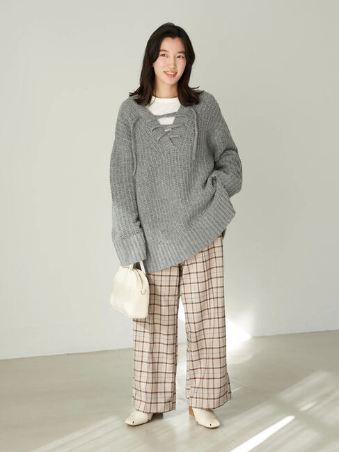 earth music&ecology「チェック柄ワイドパンツ」|その他|