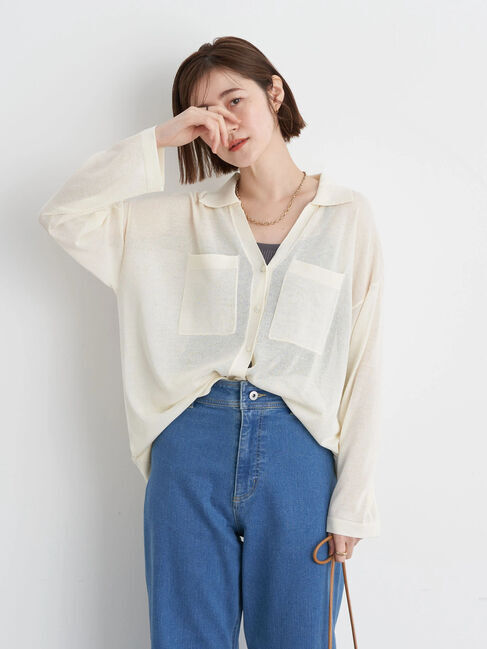 earth music&ecology「ポケットディテールシアーニットシャツ」|シャツ・ブラウス|