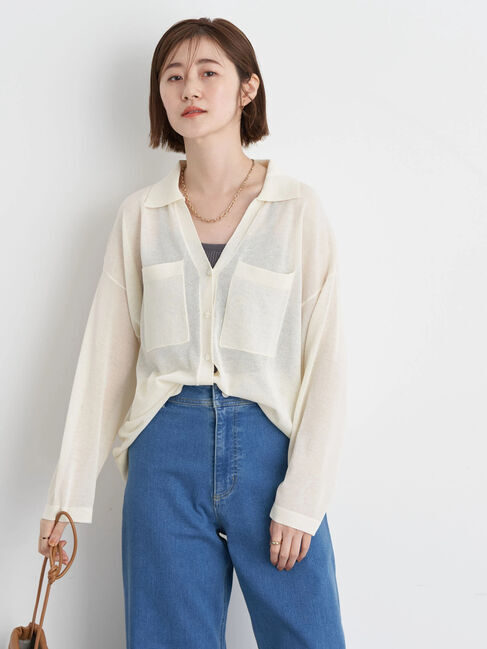 earth music&ecology「ポケットディテールシアーニットシャツ」|シャツ・ブラウス|