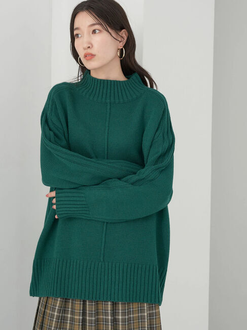 earth music&ecology「ミドルゲージニットチュニック」|ニット・セーター|ダークグリーン